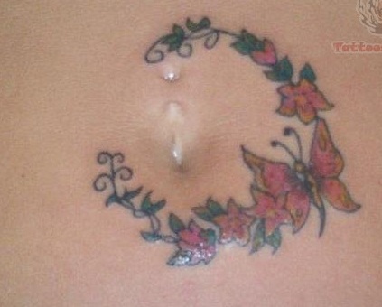 Ornamental Belly Button Tattoo Designs