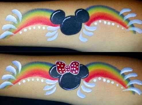 Rainbow Mickey and Minnie Tattoo Design