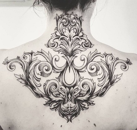 On Neck baroque Tattoo