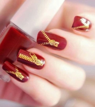 Set in Red Zipper Nails