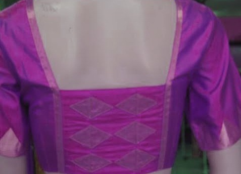 Square Neck Blouse Designs-Purple Square Neck Blouse Design 5