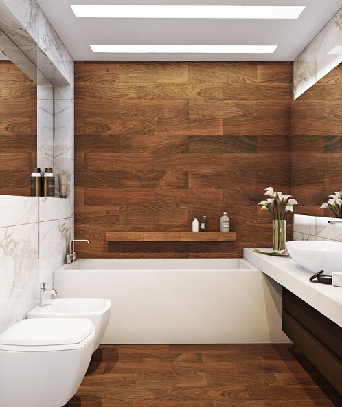 Wood and White Luxury Bathroom Designs