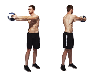 medicine ball exercises - Standing Russian Twist