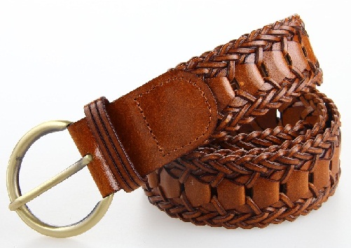 Bonded Leather Waist Braided Belt