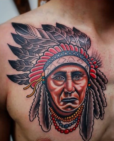 Depressive Native American Tattoos Design