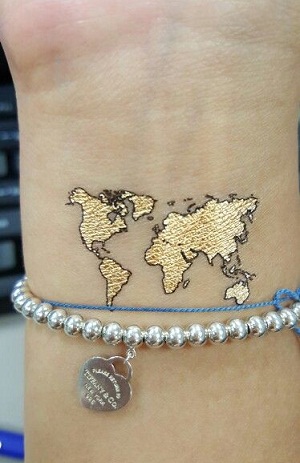 Lovely World Map Tattoo Designs