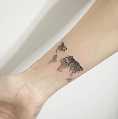 Elegant World Map Tattoo Designs