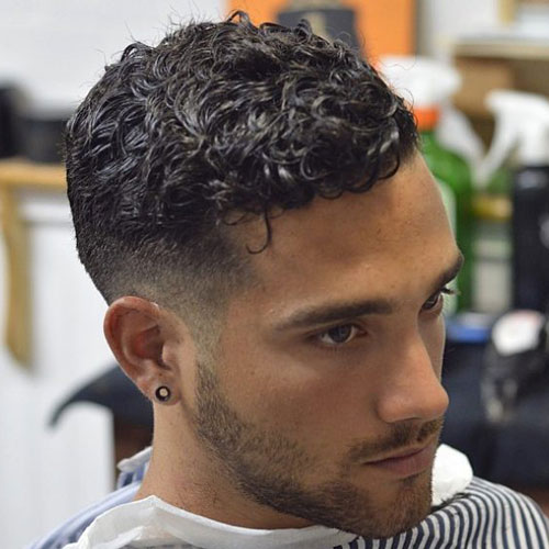 Curly Cropped Hair with Low Bald Fade