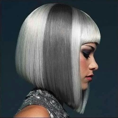 Gray Coloured Asymmetrical Hair