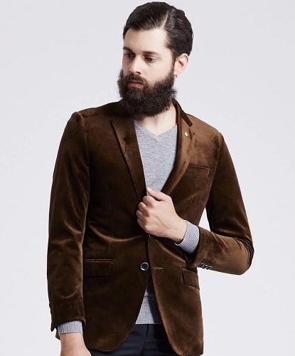 Brown Velvet Blazer For Men