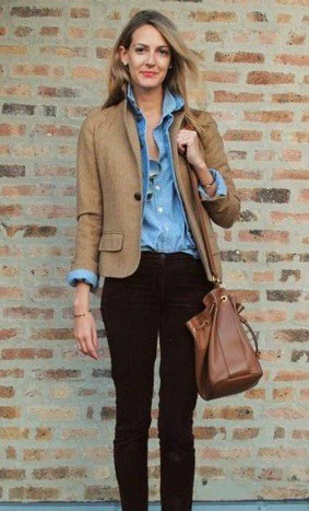 Brown Casual Blazer Women