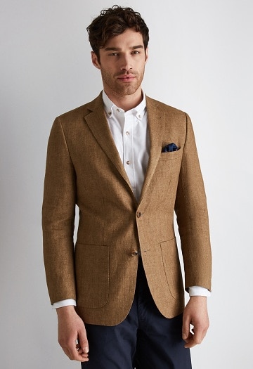 Brown Linen Blazer For Men