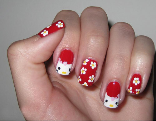 hello kitty nail art