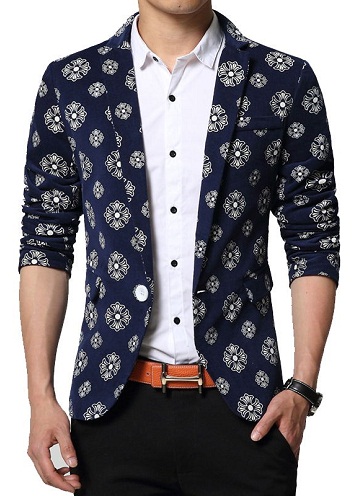 Floral Print Corduroy Blazer