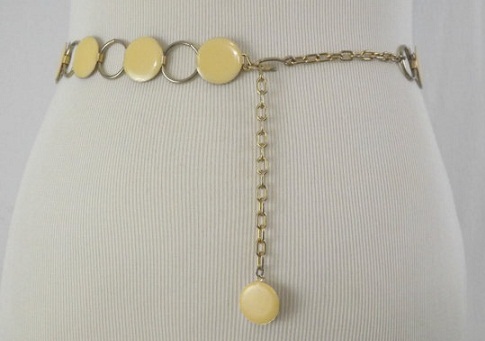 Pale Yellow Enameled Chain Belt