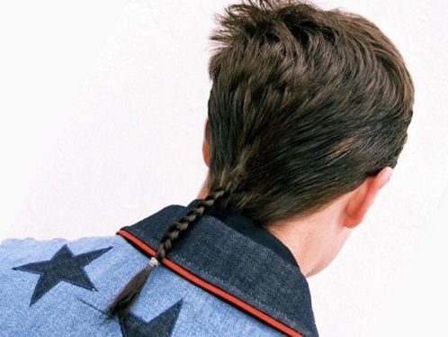 Brushed Back Hair with Braided Rat Tail Hairstyle