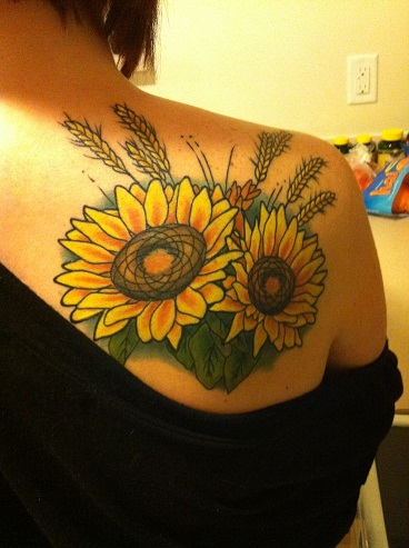 Yellow tattoos in Flower pattern