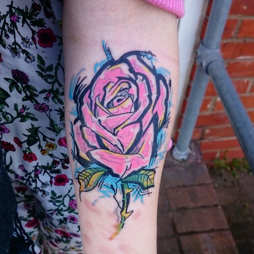 Graffiti Rose Tattoo Design