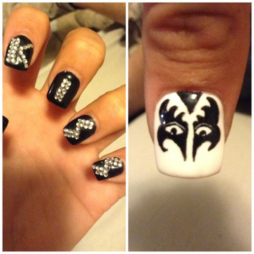 Punk kiss font nails art