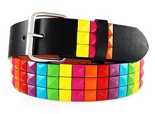 Colorful Square Plastic Studded Women Belt