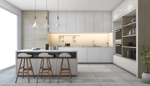 Kitchen in White with Open Shelves