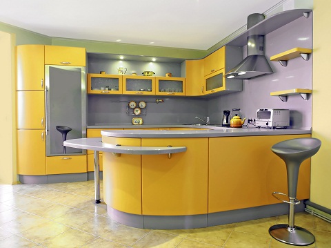 Yellow and Grey Kitchen Interiors