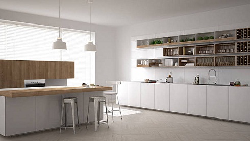 Kitchen with Huge Shelf Space and Dining