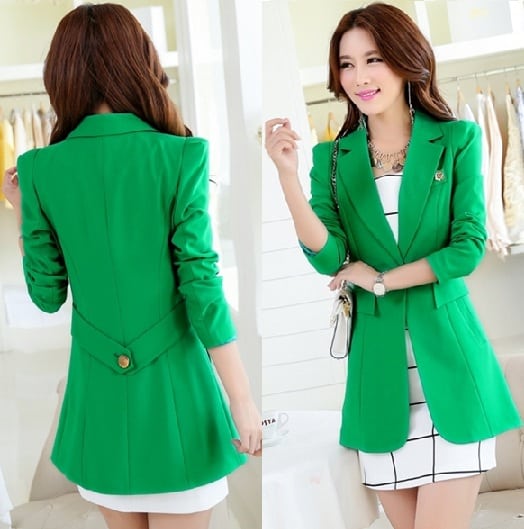 Long Green Blazer Women