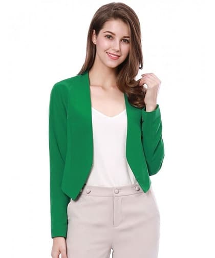 Green Cropped Blazer Women