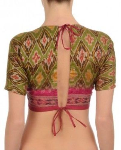 Saree Blouse Back Neck Designs-High Neck Slit Blouse 3