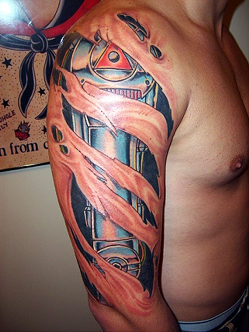 Ripped Skin Robot Tattoo Design