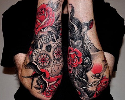 Masculine red tattoo