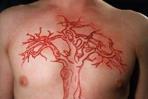 Scarred red tattoo design