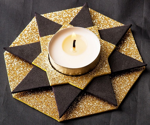 Glittery Candle Holder Foam Crafts