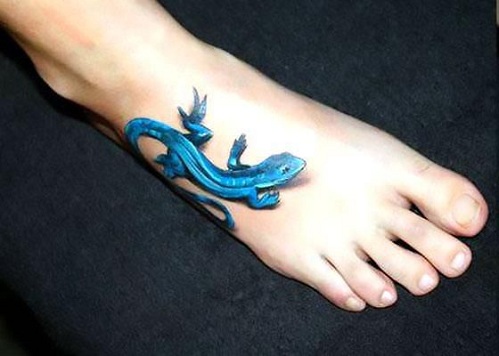 Awesome Blue Gecko Tattoo Design