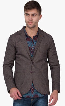 The Indian Garage Co. Dim Grey Solid Slim Fit Blazer