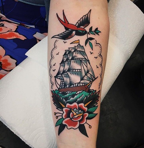 Traditional Ship Tattoo