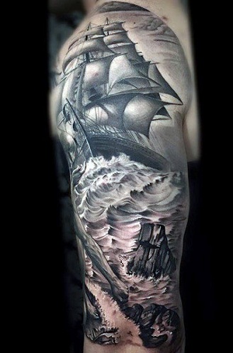 Ship Tattoo for Sleeve