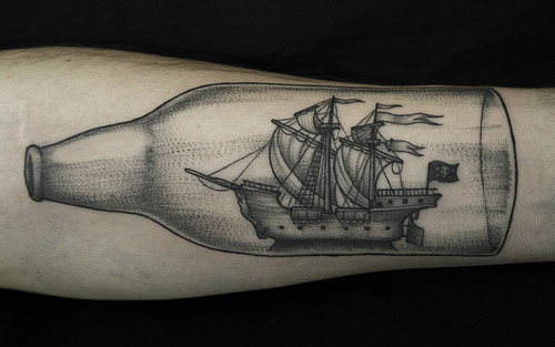 Bottle Ship Tattoo