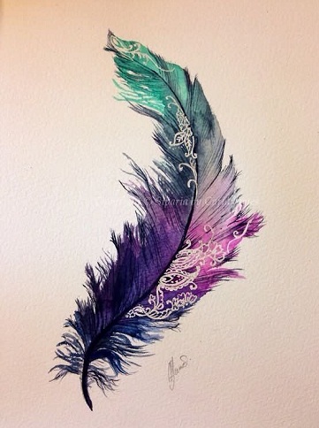 Impressive Feather Watercolour Tattoo Design