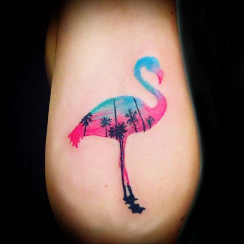 Flamingo Tattoos reflecting nature beauty