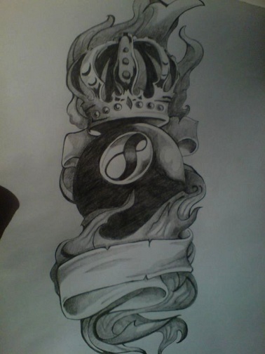 King of Pool Eight Ball Tattoo Designs