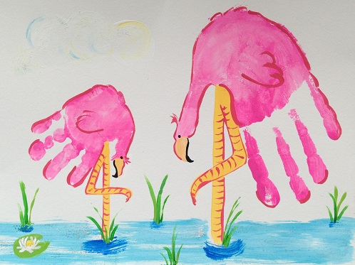 Hand Print Flamingo