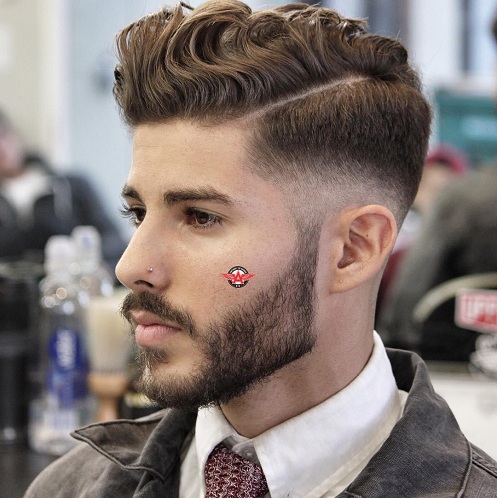 Wavy Side Part Hipster Hairstyle for Men