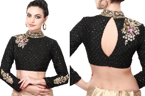 Designed back neck fullhand blouse design -8