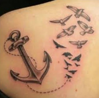 anchor bird tattoo