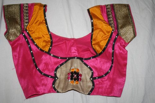 Pink Patchwork Blouse For Festive Season 12