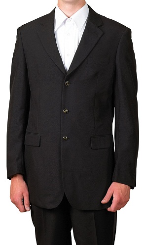 3 Button Single Breasted Black Blazers