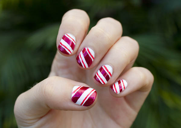 Candy cane nail art designs