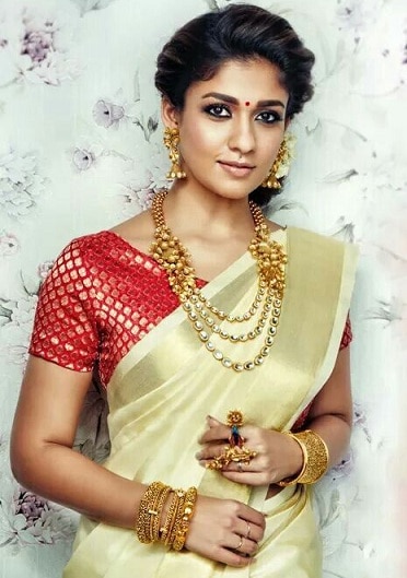 Kerala Saree with Brocade Blouse